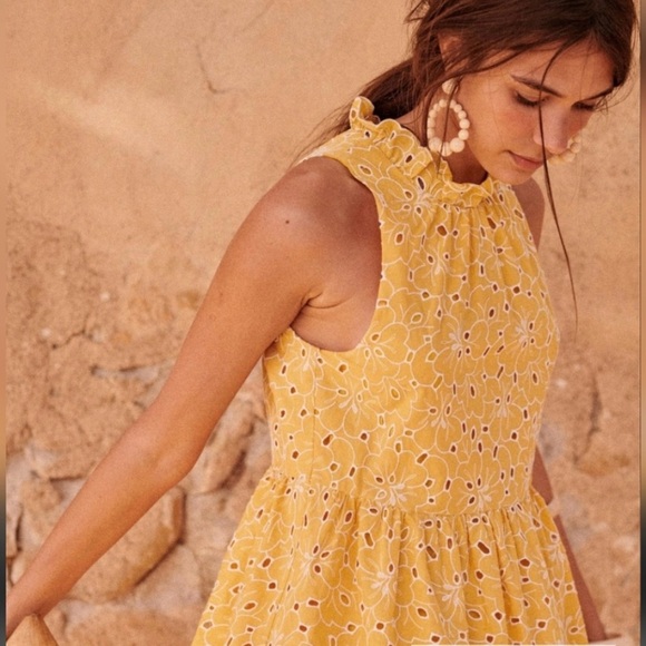 NWT, Sezane yellow eyelet dress, size 38 - Picture 3 of 8